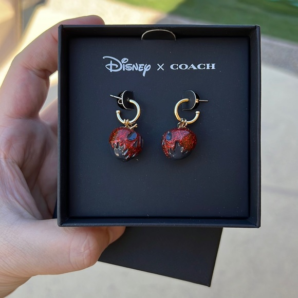 Disney X Coach Poison Apple Huggie Earrings - Picture 1 of 5